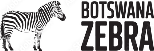Botswana zebra animal black silhouette safari wildlife mammal striped typography vector