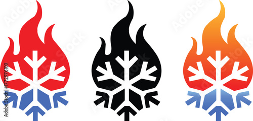 hot fire and snowflake icon
