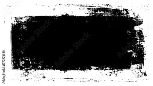 Black grunge dust stroke paint box shape. copy space for text. Vector idea. 