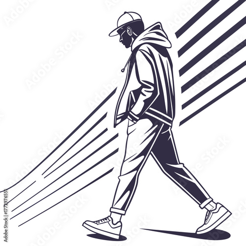 Stylish man walking in casual clothes