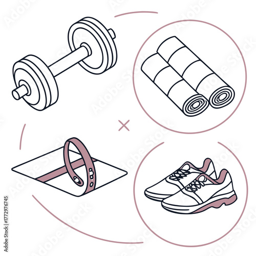 Isometric fitness equipment, dumbbell, mat, shoes