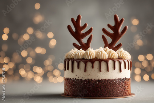 Chocolate reindeer Christmas cake