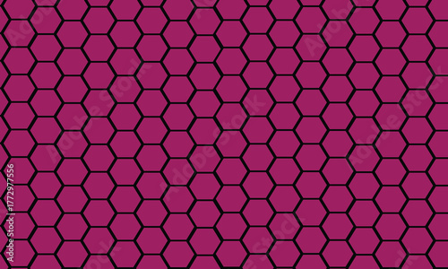 Seamless pattern shows a pink hexagonal geometric shape with a honeycomb structure