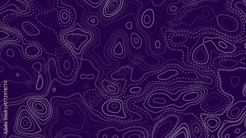 Premium Topographic Map with Smooth Abstract Curves on a violet Canvas, Abstract Topographic Map Design with Artistic Flowing Contours for a Premium Look