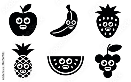 Playful cartoon fruits with happy faces, perfect for children's designs