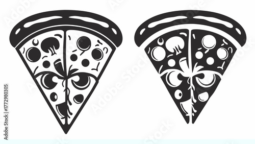 Artistic pizza slices with mushroom and pepperoni for restaurant branding and unique food promotions