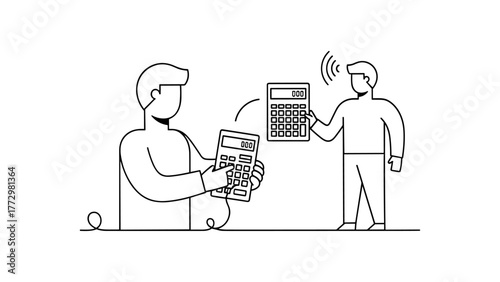 Financial calculation, people using calculator