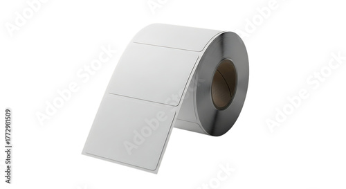 Roll of Blank White Shipping Labels on Black Background