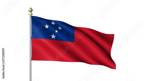 Free Download Samoa national Waving flag with flagpole on transparent background - GFXLoad