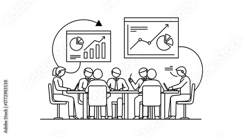 Business meeting with charts and graphs