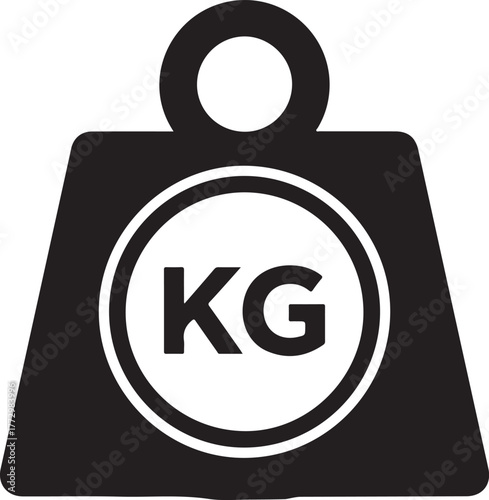 Black weight symbol with kg letters kilogram measurement