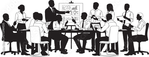 Business data analysis, teamwork collaboration, corporate strategy, financial presentation, office professionals, charts, graphs, meeting room, analytics, planning, technology, productivity