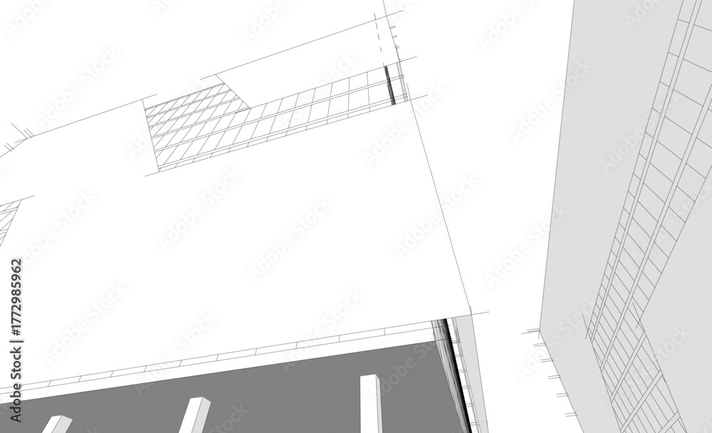 Fototapeta premium Architectural drawing 3d vector illustration