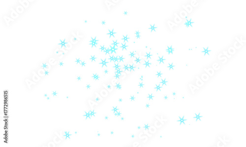 Light blue snowflakes falling on a black winter night on transparent background