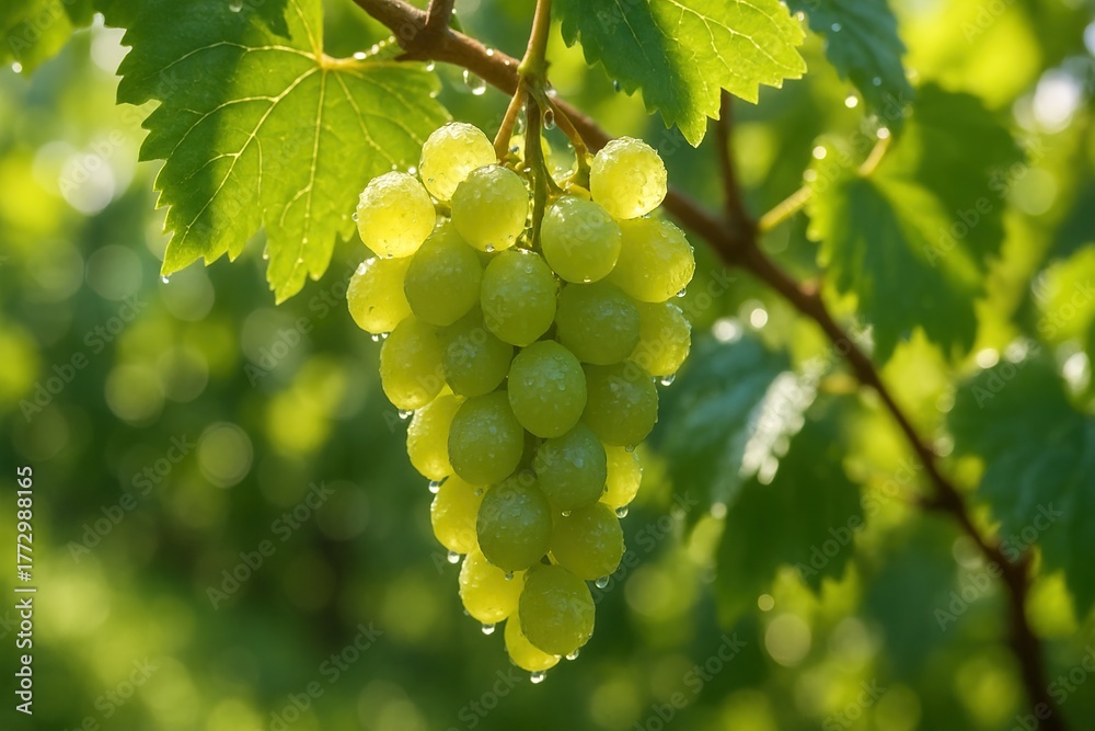 Fototapeta premium The juicy and watery bunch of green grapes 