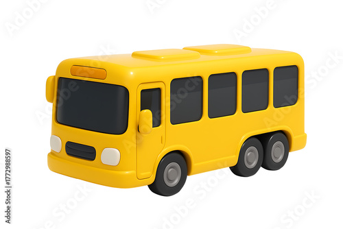 Transportation service visual, reliable bus silhouette in vibrant yellow, isolated 3D object