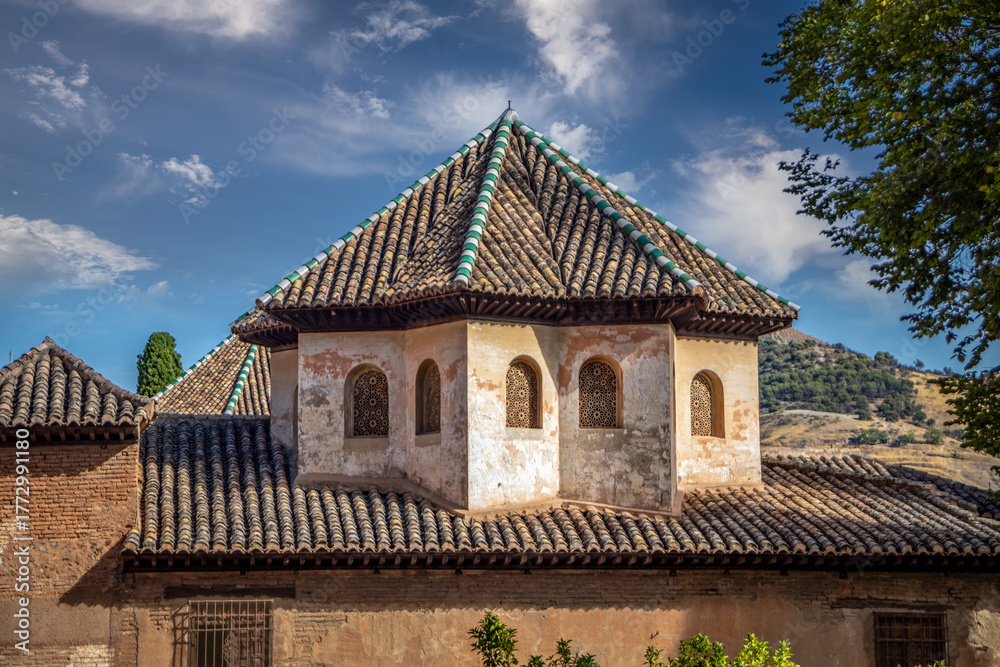 Naklejka premium Exterior of the Hall of the Abencerrajes, Nasrid Palace, in the Alhambra in Granada, Andalusia, Spain