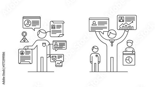 Business people with social media and data