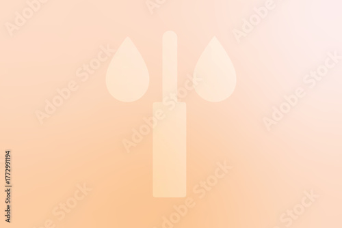 A minimalist illustration of a cricket bat and ball on a soft orange gradient background