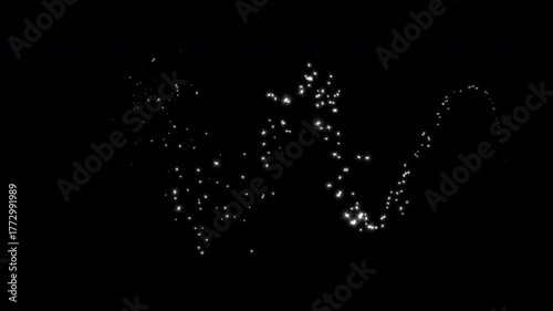 White sparkles Christmas glitter trail magic dust isolated on black background overlay.