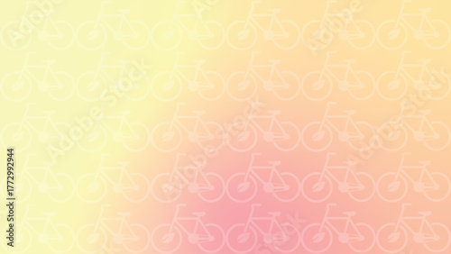 Subtle pattern of bicycles on a soft yellow and pink gradient background