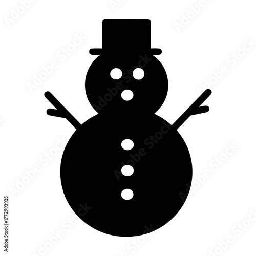 Black and white snowman vector image for christmas winter holiday season decoration and design element