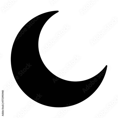 Black crescent moon vector illustration graphic design celestial night sky astrology symbol icon art clip art