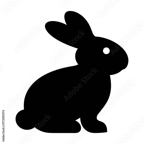 Black rabbit silhouette vector graphic illustration easter bunny pet animal clip art design element graphic icon