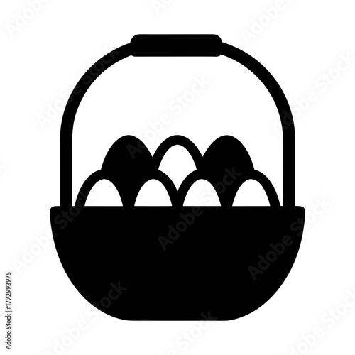 Easter egg basket vector graphic illustration for spring holiday celebration design element icon
