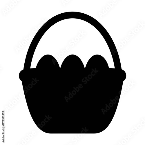 Black easter basket with eggs vector graphic for easter egg hunt and spring holiday designs and crafts