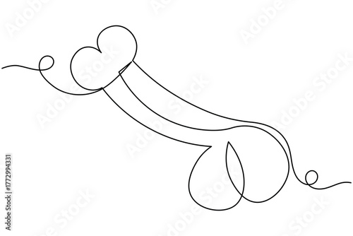 Human reproductive organ penis continuous one line drawing on white background minimalist anatomy organ outline vector illustration