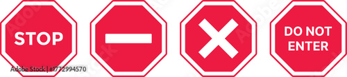 stop red sign. Danger Warning Symbols for road Traffic Safety. Do not entry symbol