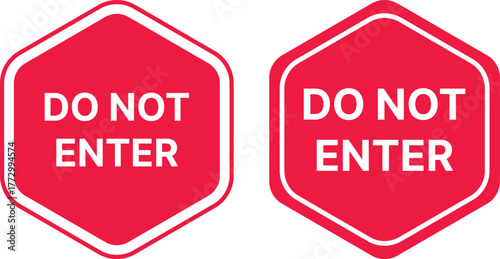 Do not enter and Restricted area icon set. Red Restriction No Entry Symbol
