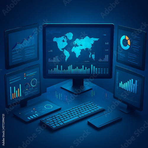 global computer network concept oil painting style