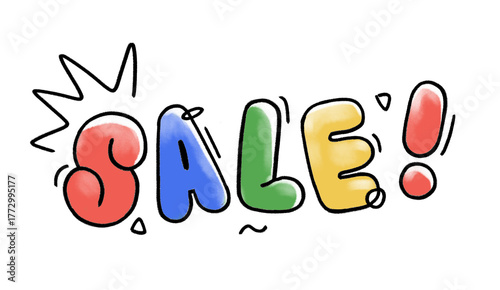 Colorful hand drawn doodle letter SALE text