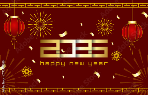Vector illustration of a Happy Chinese New Year 2026 banner with a gold and flare concept. 2026 New Year banner design.