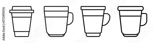 Vector illustration of coffee mugs travel mugs reusable cups for hot drinks and beverages design