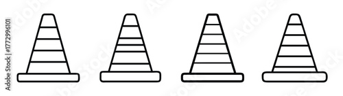 Traffic cones vector illustration for road safety and construction site marking equipment design