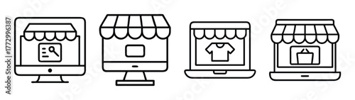 Online shop mobile store ecommerce marketplace digital retail shopping app internet business vector