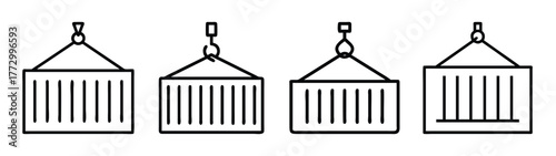 Illustration of shipping containers hanging from crane for logistics and transportation industry use