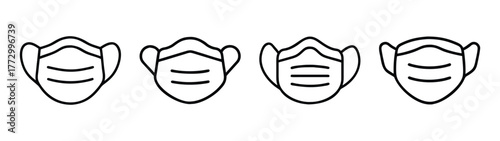 Face mask vector illustration, protection mask, surgical mask, n95 mask, medical mask drawing art