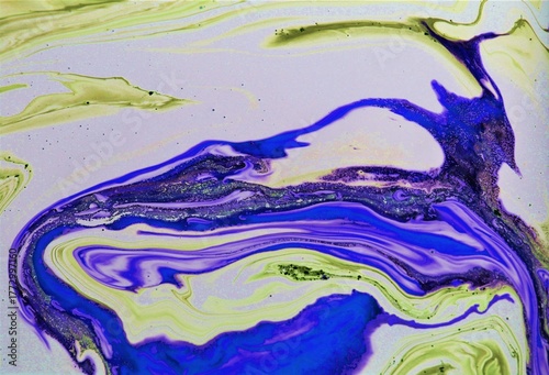 Yellow-white-purple abstract acrylic paint background. The effect of natural stone.