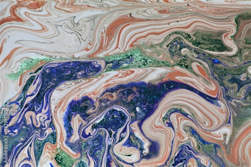 Green-Blue-white abstract acrylic paint background. The effect of natural stone.