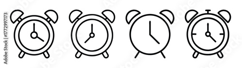 Alarm clock illustration set for time management and deadline reminder graphic design projects