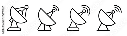 Satellite dish antenna vector illustration for communication and technology design element concept