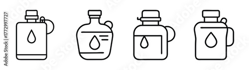 Outline olive oil bottle set vector illustration for cooking oil and essential oil container design