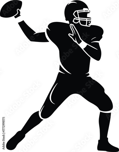 American Football Quarterback Silhouette Throwing Ball Action Pose