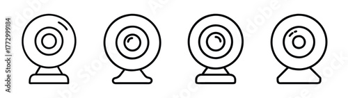 Collection of webcam vector illustrations for video conferencing and online communication technology design