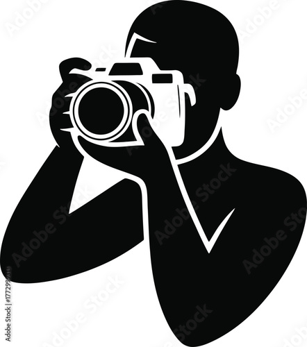 Photographer Silhouette Capturing Moment Professional Camera Operator Profile View