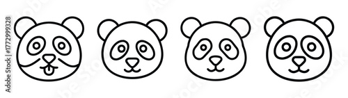 Cute panda bear face drawing vector illustration for kids coloring pages and design elements